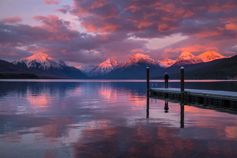 Mountain Lake Sunset Poster. poster — nature art