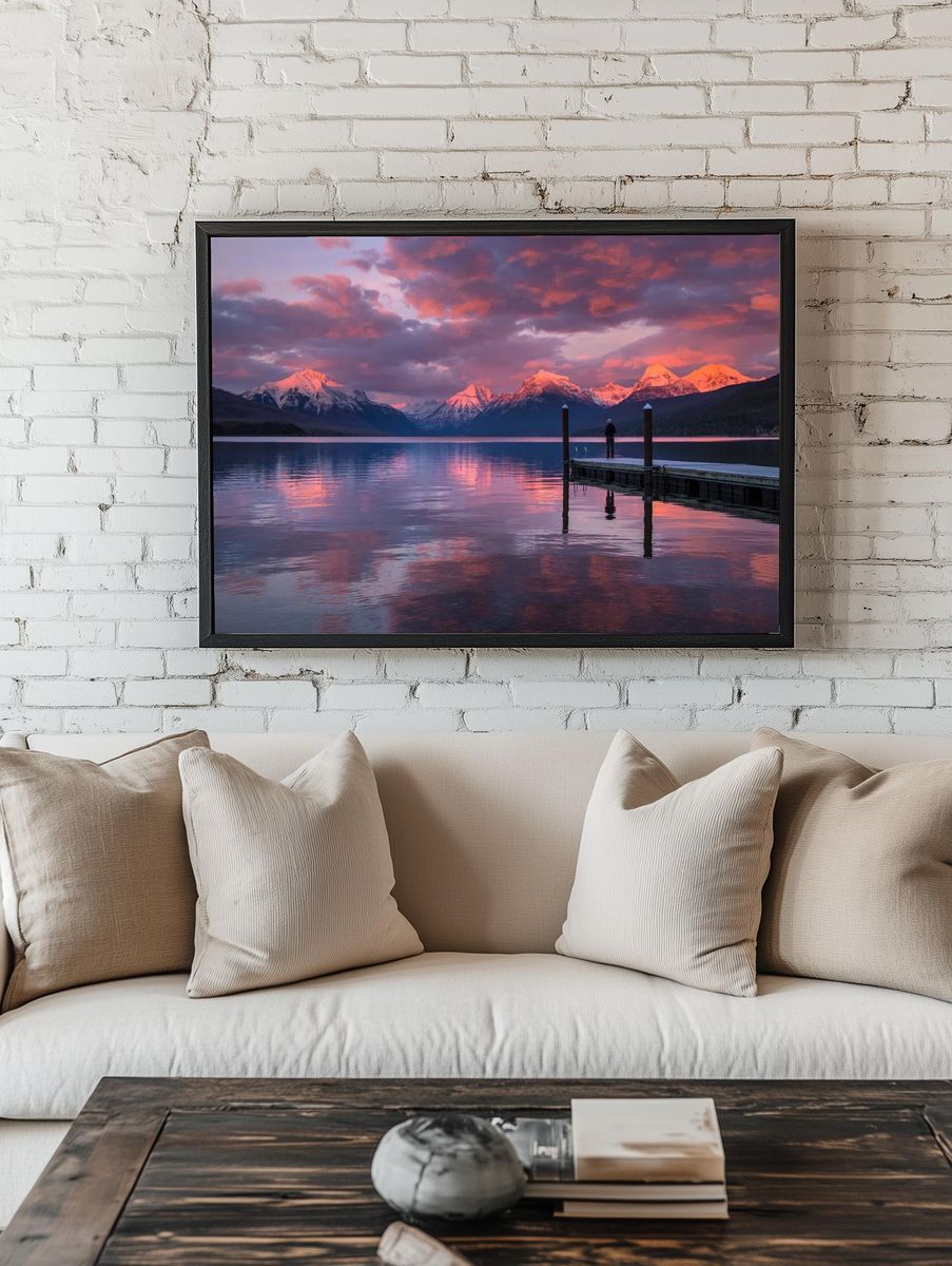 Mountain Lake Sunset Poster. — room view 1
