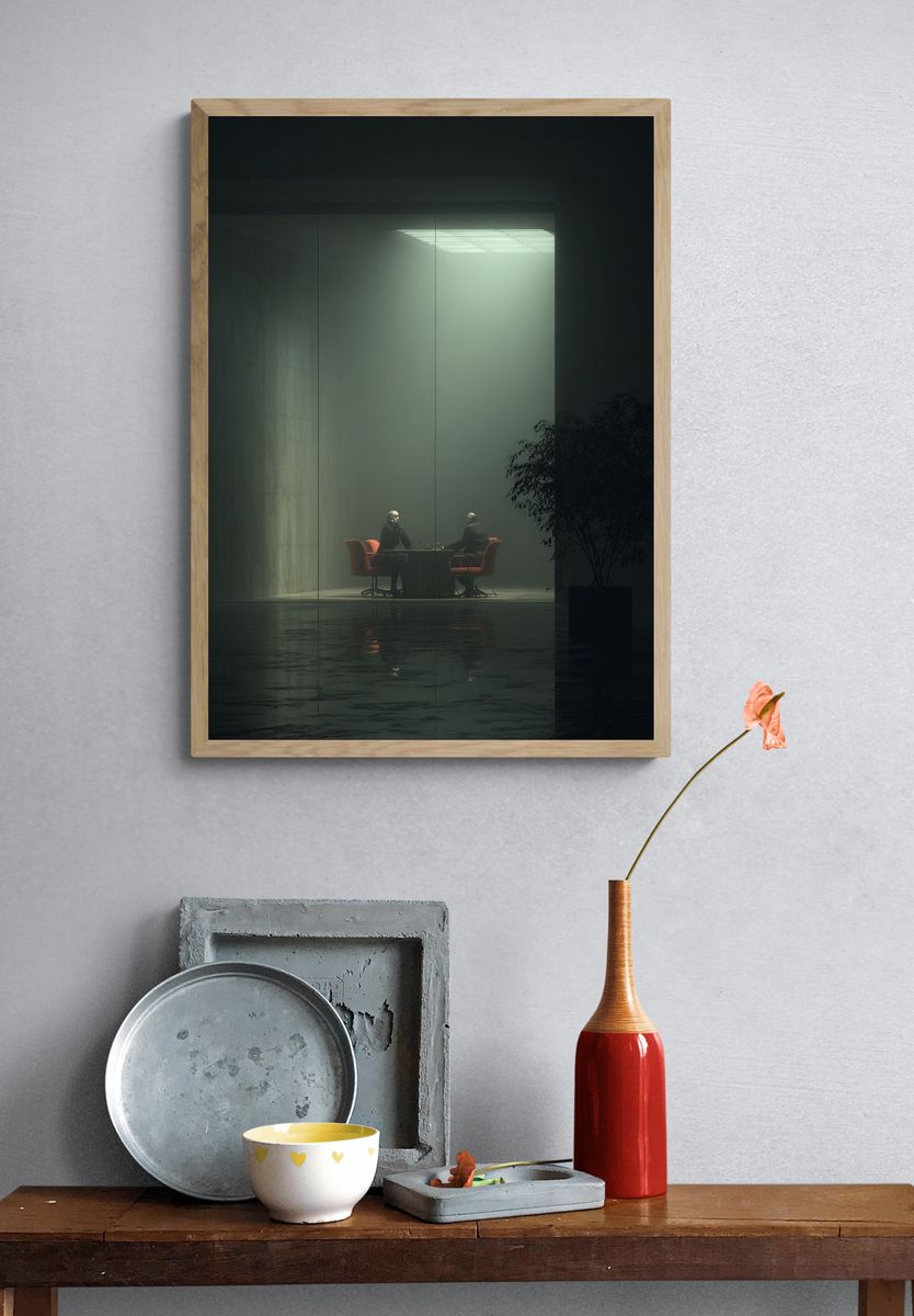 Mysterious Meeting — Minimalist Print. — room view 3