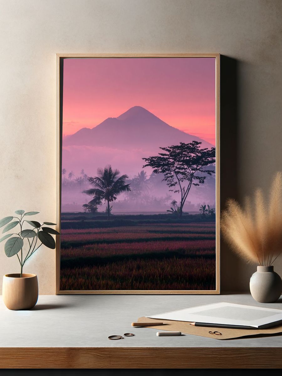 Misty Mountain Sunrise Poster. — room view 2