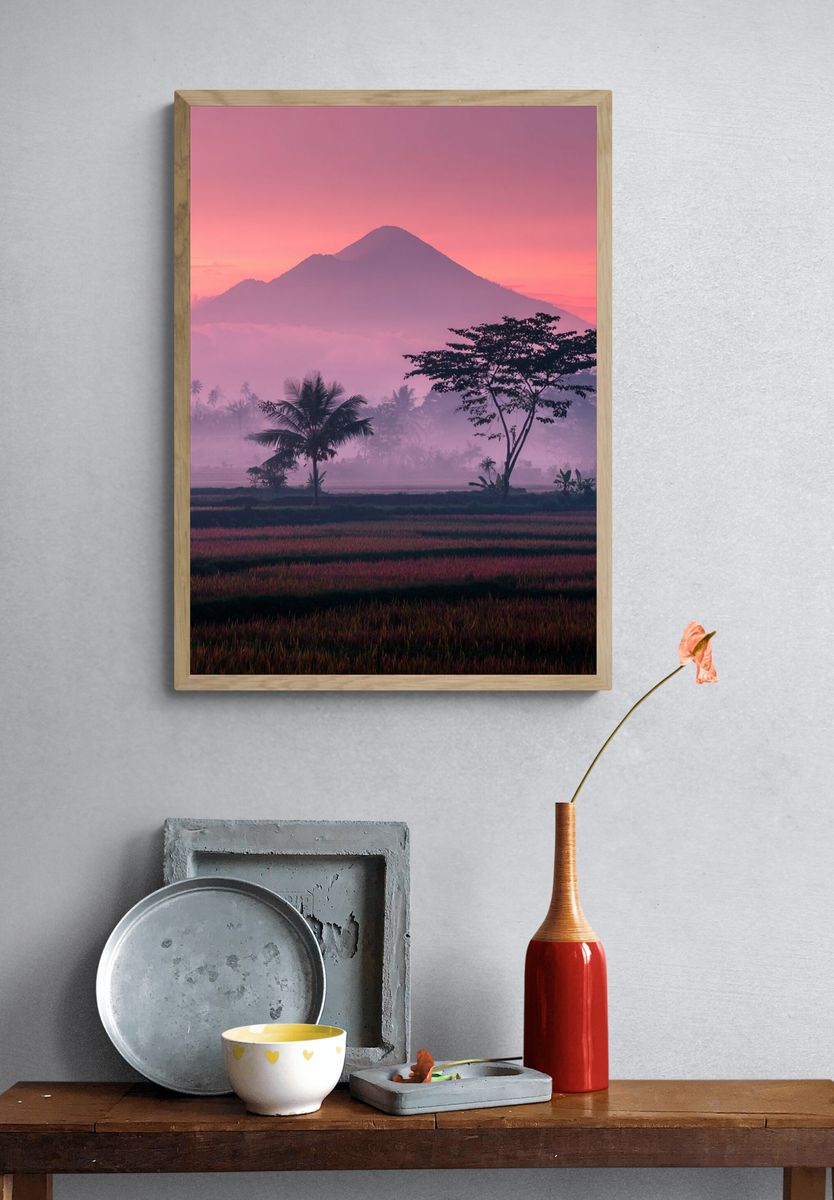 Misty Mountain Sunrise Poster. — room view 3