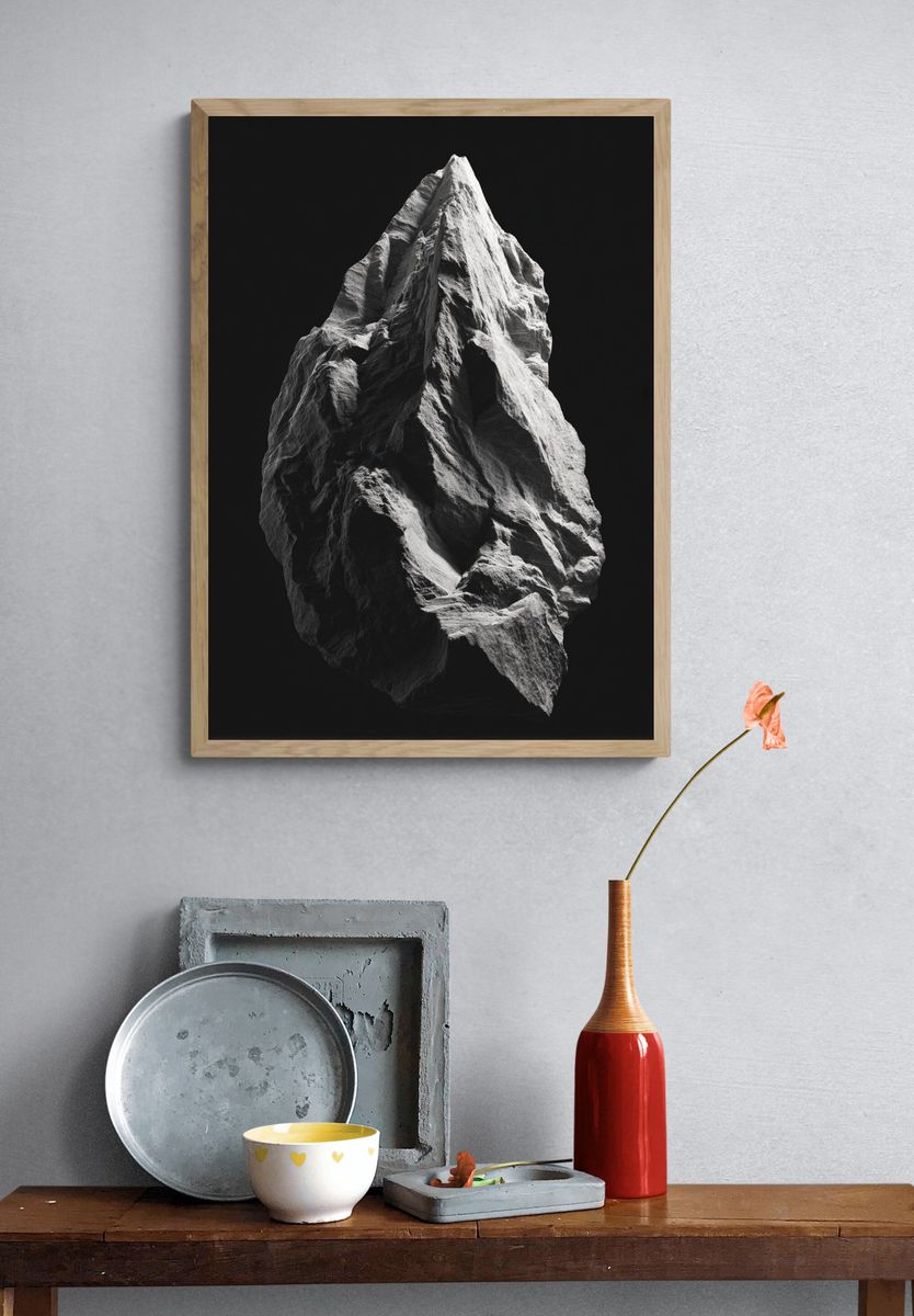 Monochrome Mountain Peak Poster. — room view 3