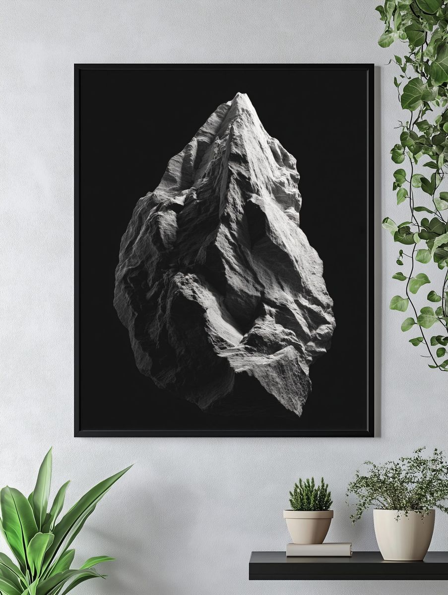 Monochrome Mountain Peak Poster. — room view 4