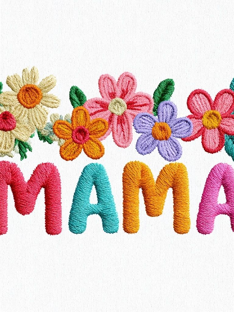 Mama Floral Embroidery Poster. poster detail
