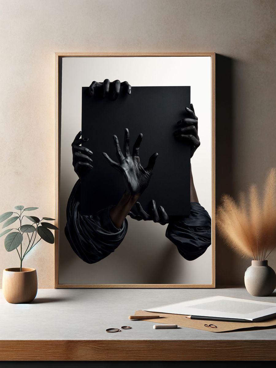 Black Hands Minimalist Print. — room view 2