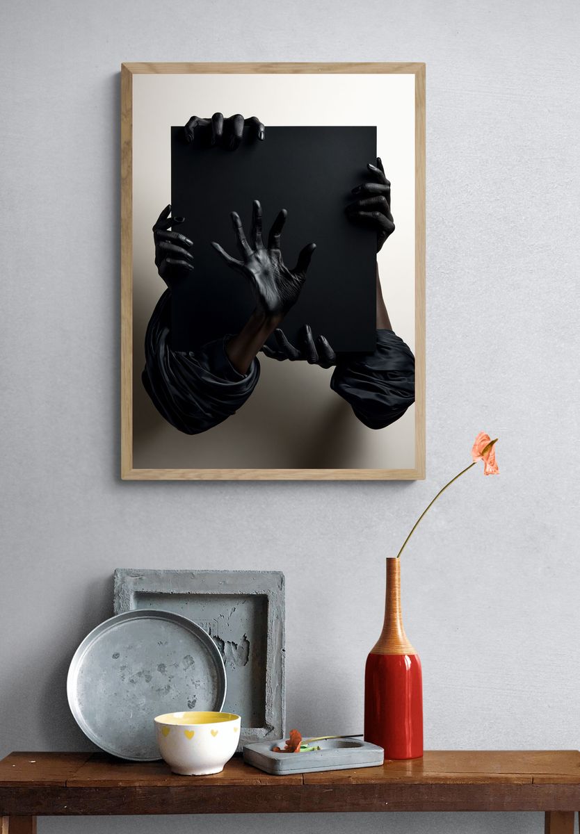 Black Hands Minimalist Print. — room view 3