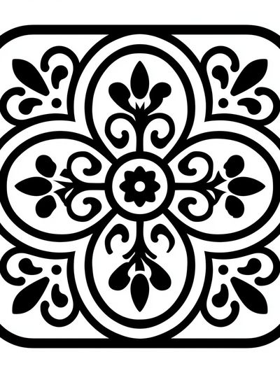Floral Tile Minimalist Print. poster