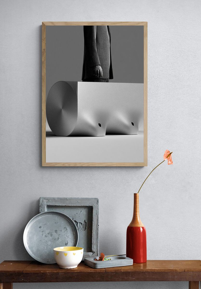 Monochrome Geometric Figure Poster. — room view 3