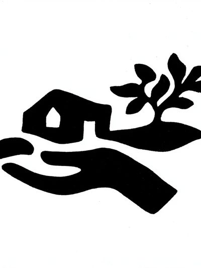 Hand and House Silhouette Print.