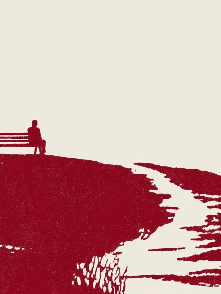 Solitary Bench Silhouette Print. poster detail
