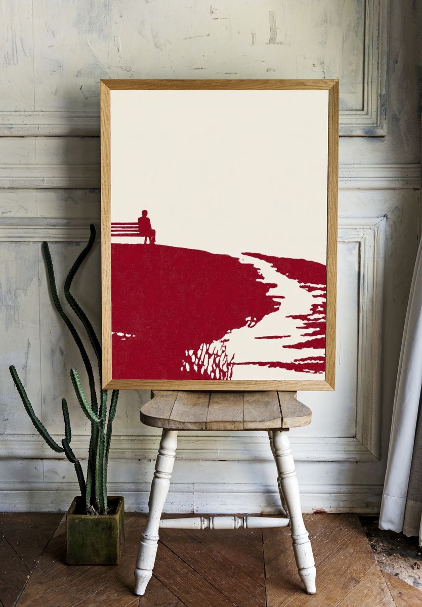 Solitary Bench Silhouette Print. room preview