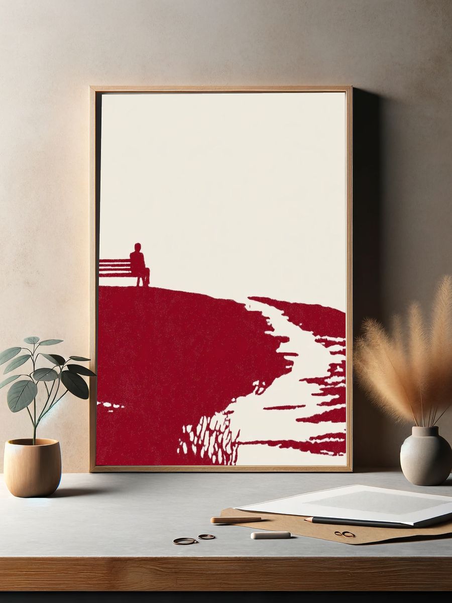 Solitary Bench Silhouette Print. — room view 2