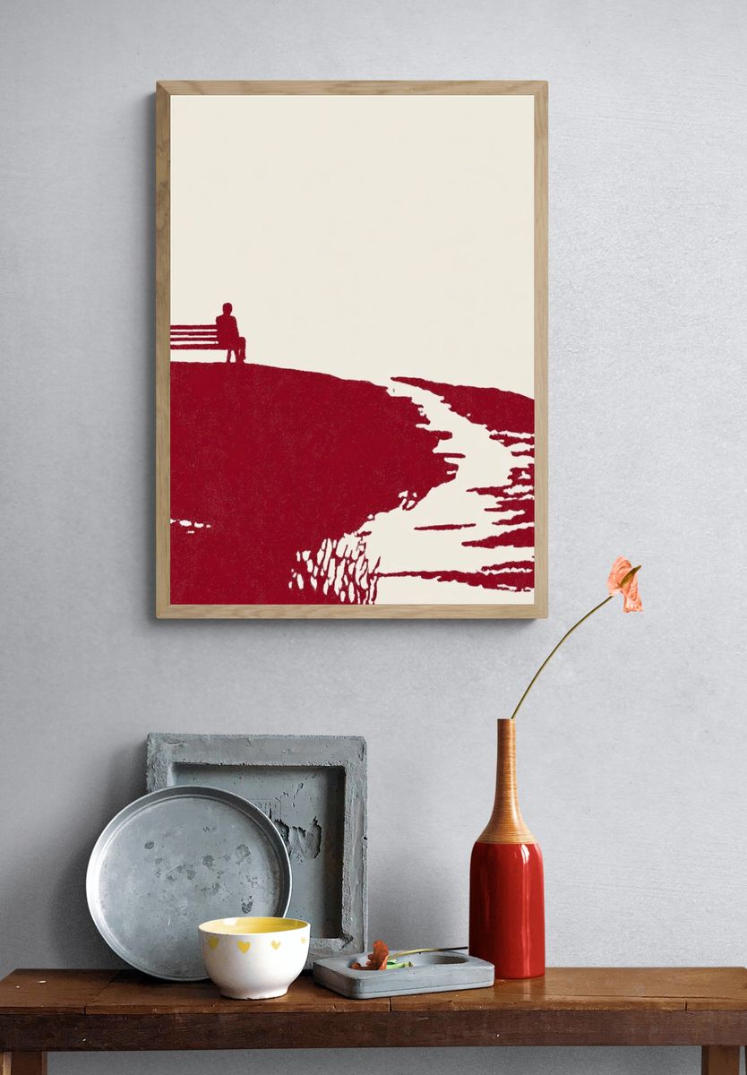 Solitary Bench Silhouette Print. — room view 3