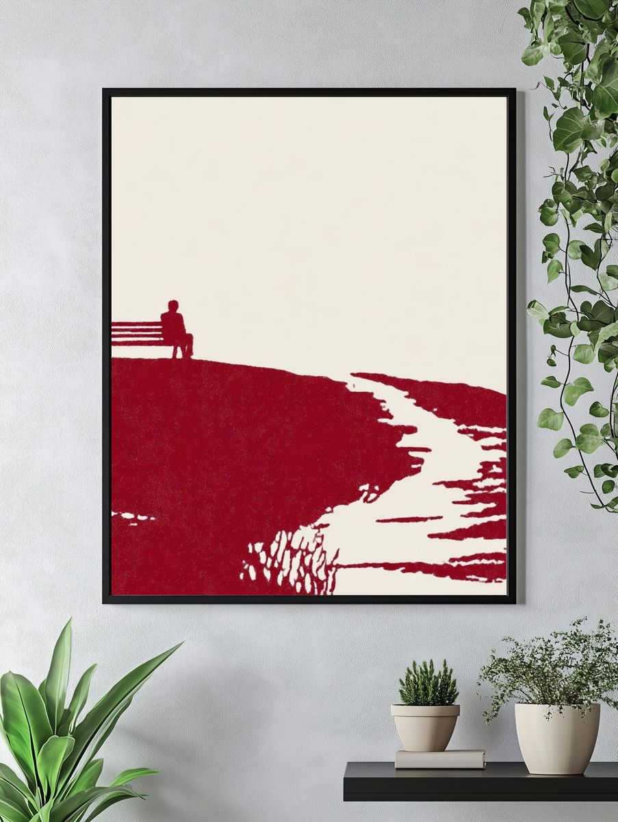 Solitary Bench Silhouette Print. — room view 4