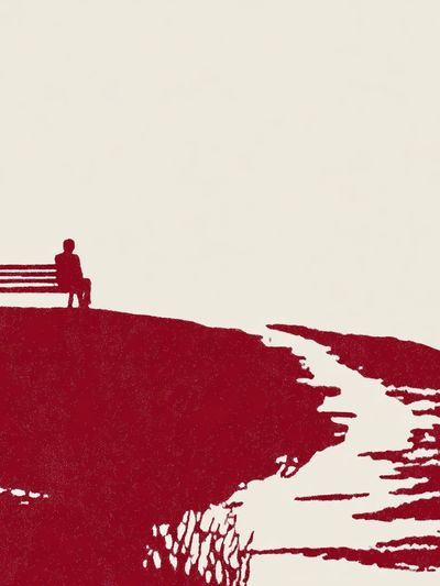 Solitary Bench Silhouette Print. poster