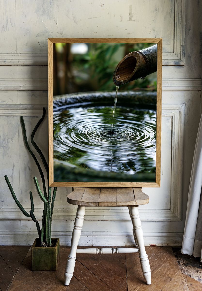 Zen Bamboo Water Ripple Print. room preview