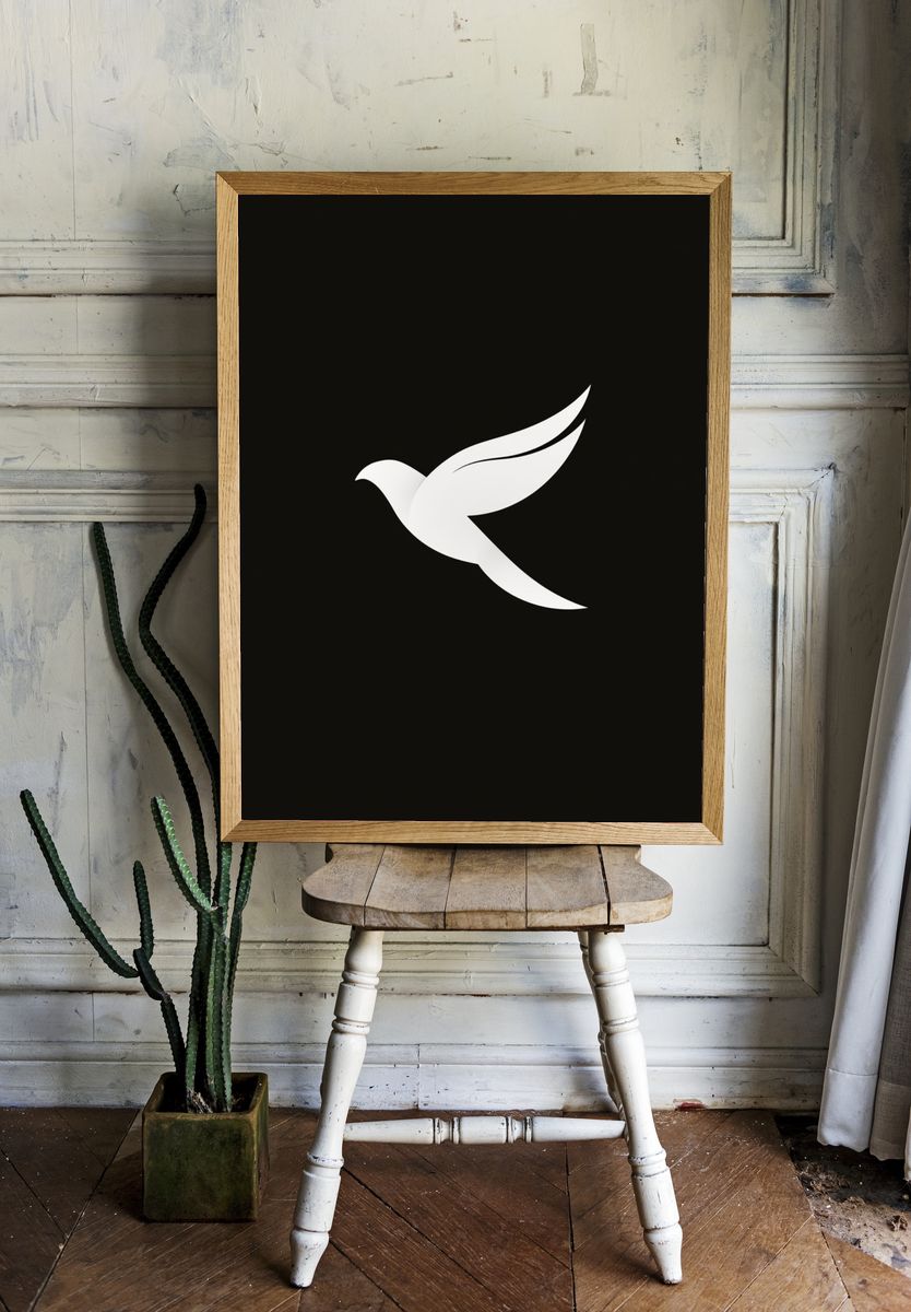 Minimal White Dove Poster. room preview