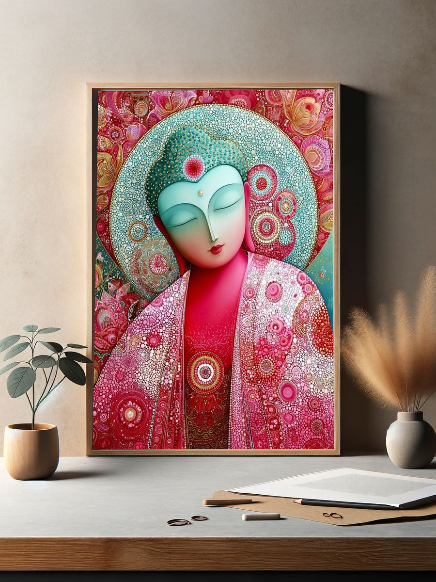 Meditative Buddha Portrait Print. — room view 2