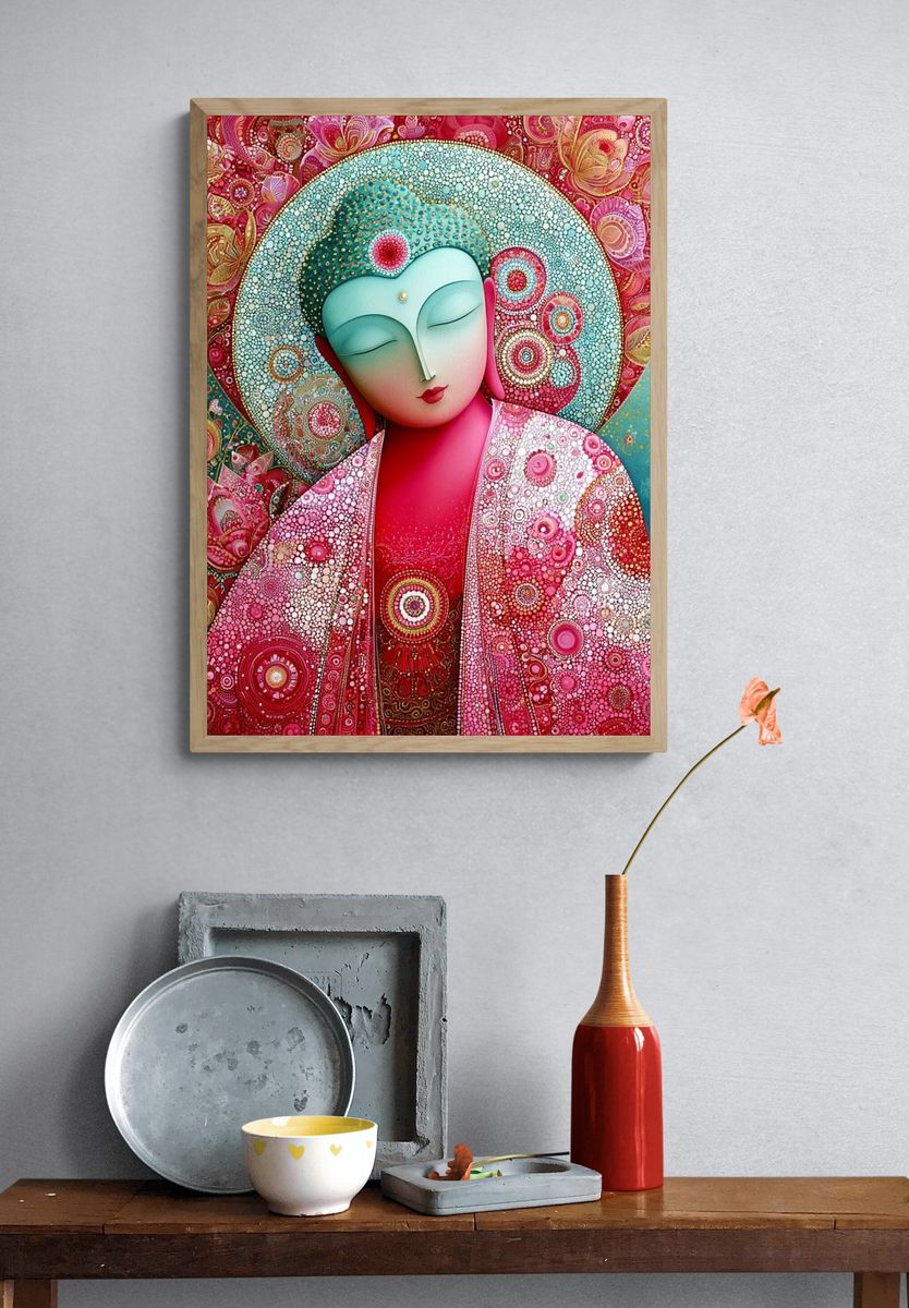 Meditative Buddha Portrait Print. — room view 3