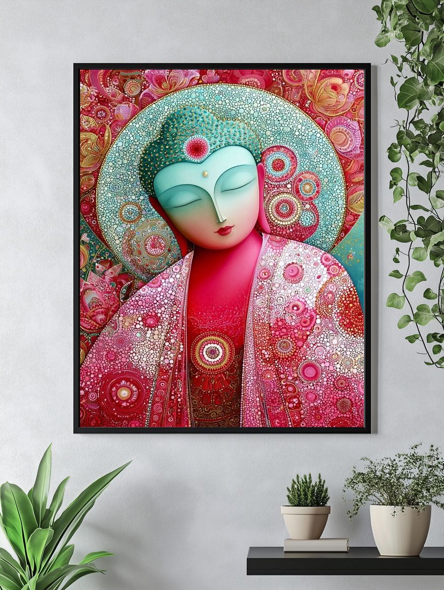 Meditative Buddha Portrait Print. — room view 4