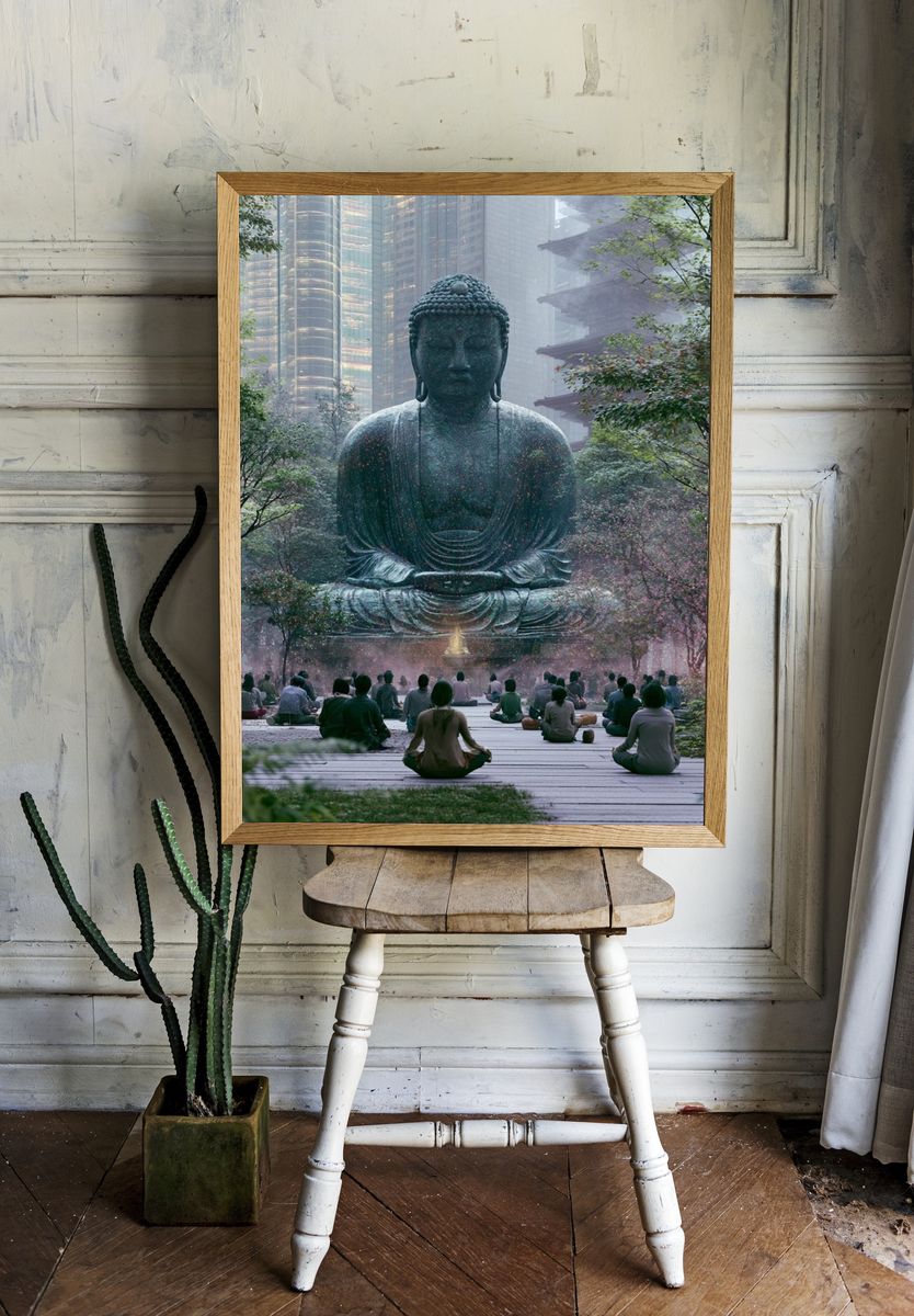 Urban Buddha Meditation Print. room preview