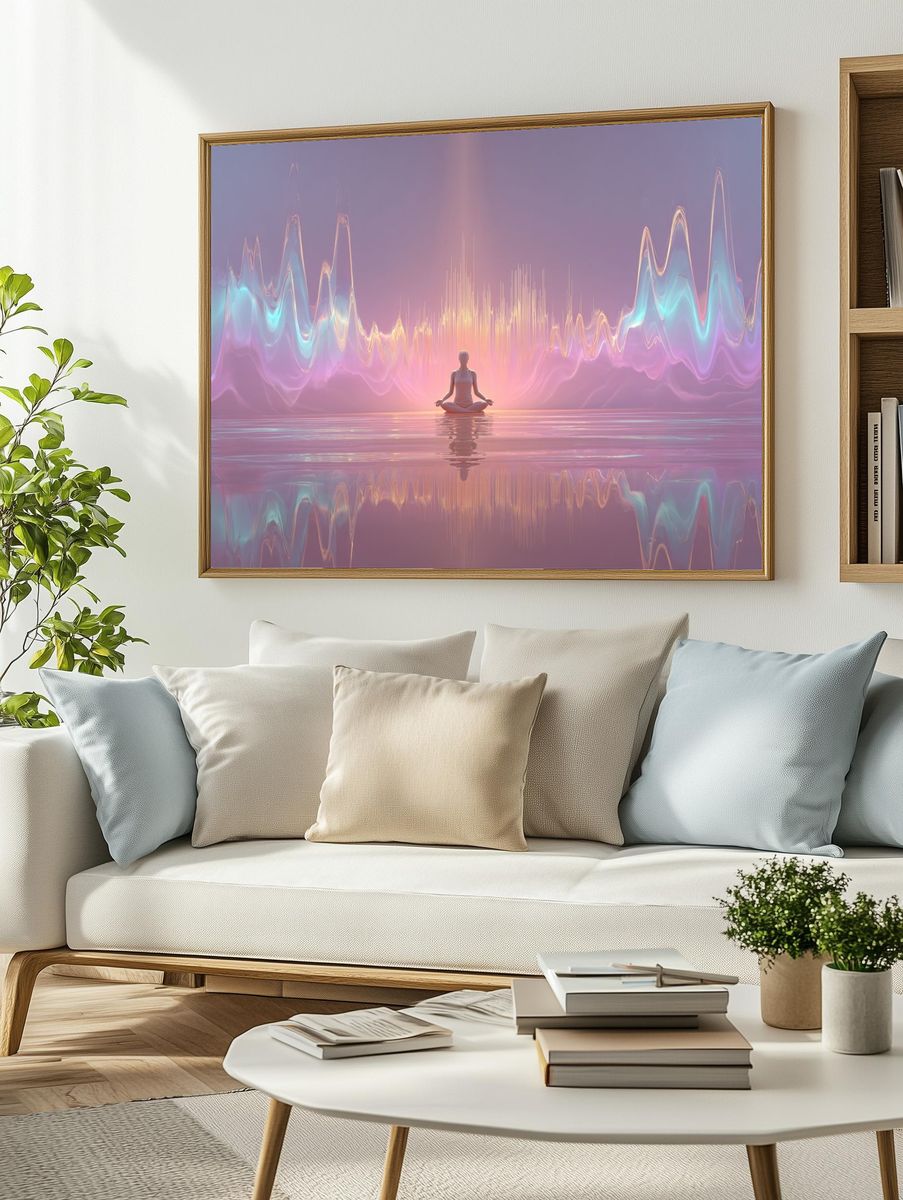 Meditative Neon Horizon Poster. — room view 2