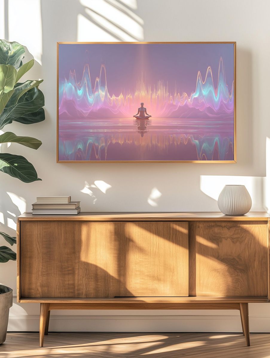 Meditative Neon Horizon Poster. — room view 3