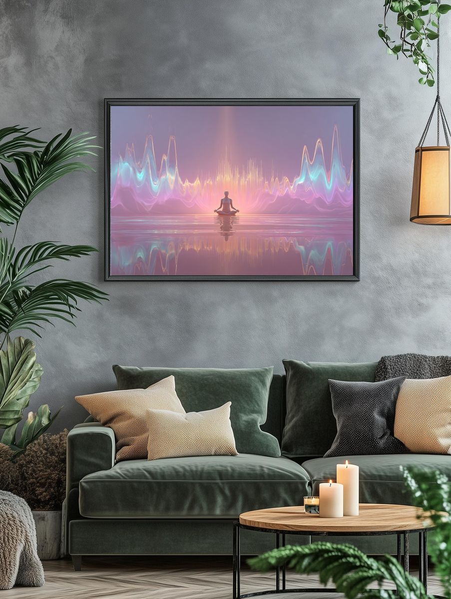 Meditative Neon Horizon Poster. — room view 4