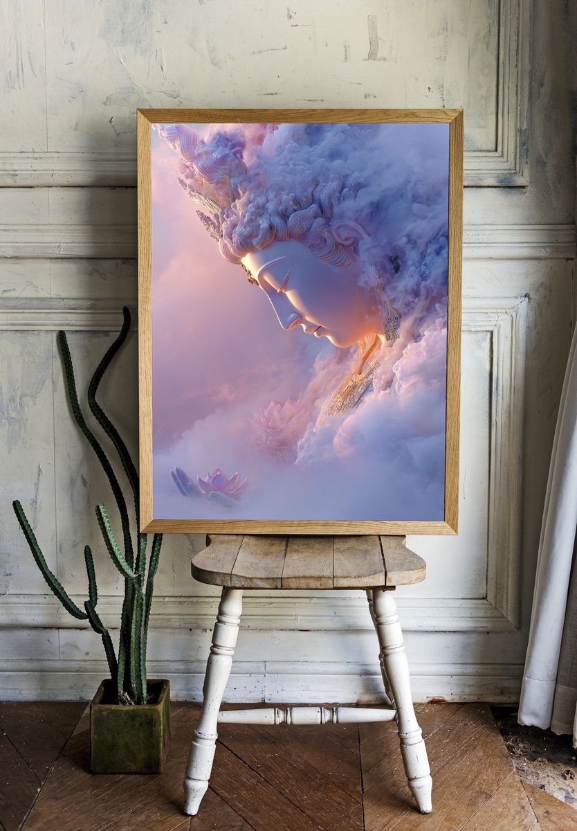 Dreamy Buddha Cloudscape Print. — room view 1