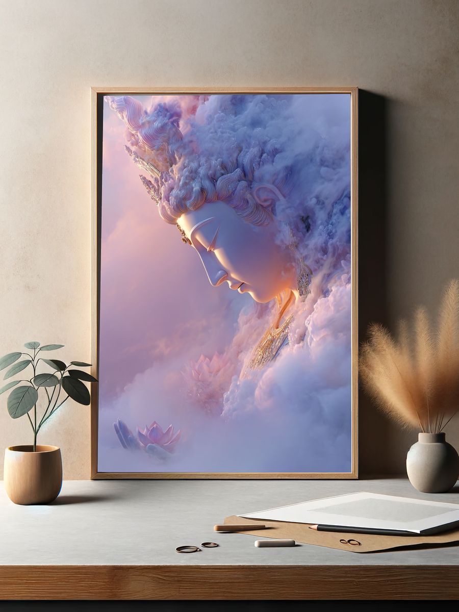 Dreamy Buddha Cloudscape Print. — room view 2