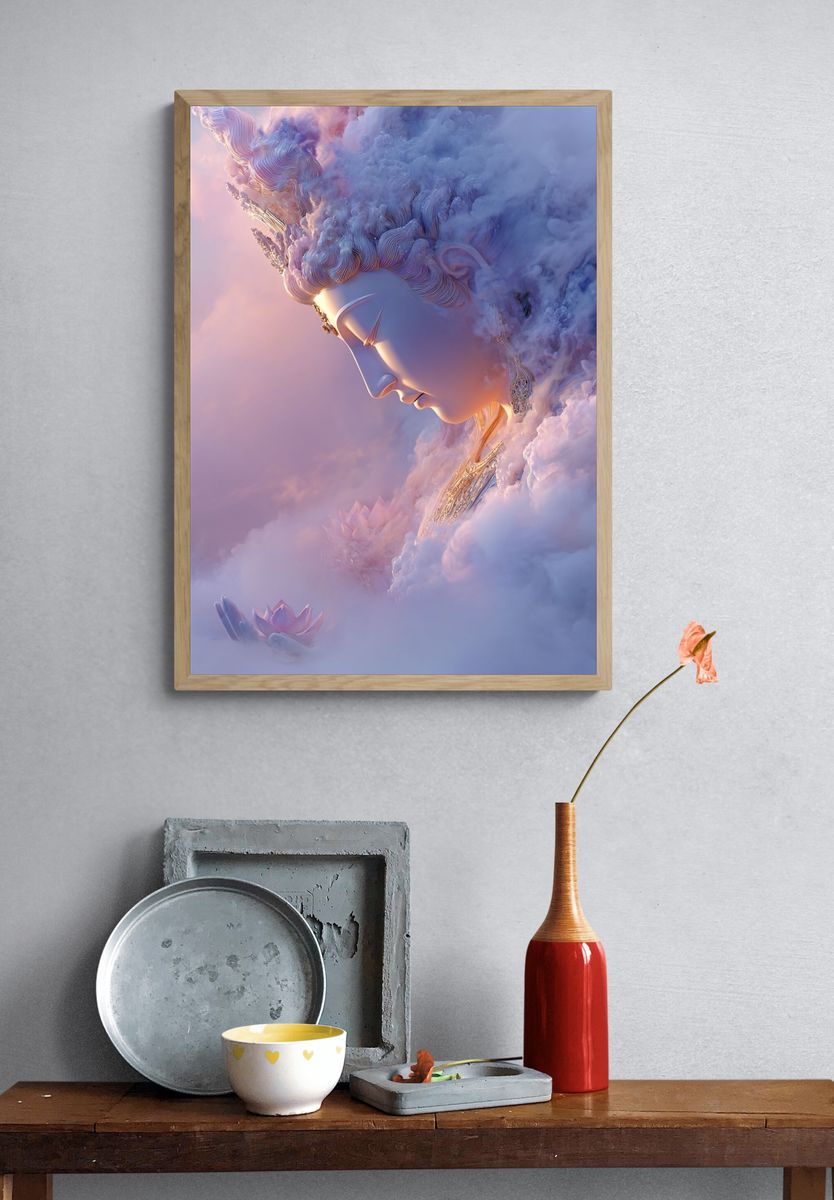 Dreamy Buddha Cloudscape Print. — room view 3