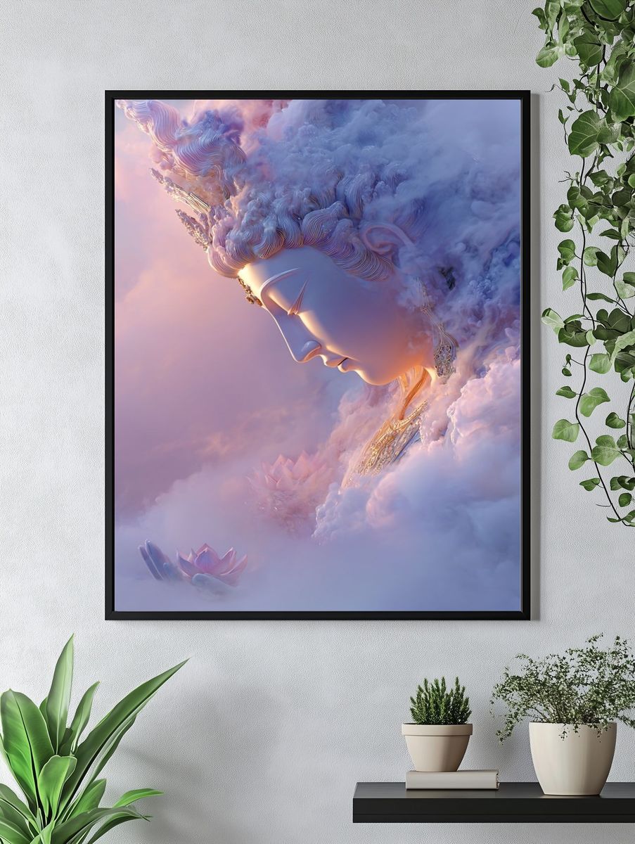 Dreamy Buddha Cloudscape Print. — room view 4