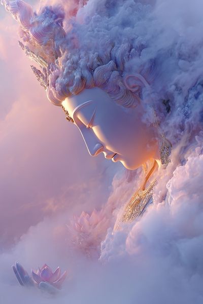 Dreamy Buddha Cloudscape Print. poster