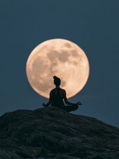 Moon Meditation Silhouette Print.