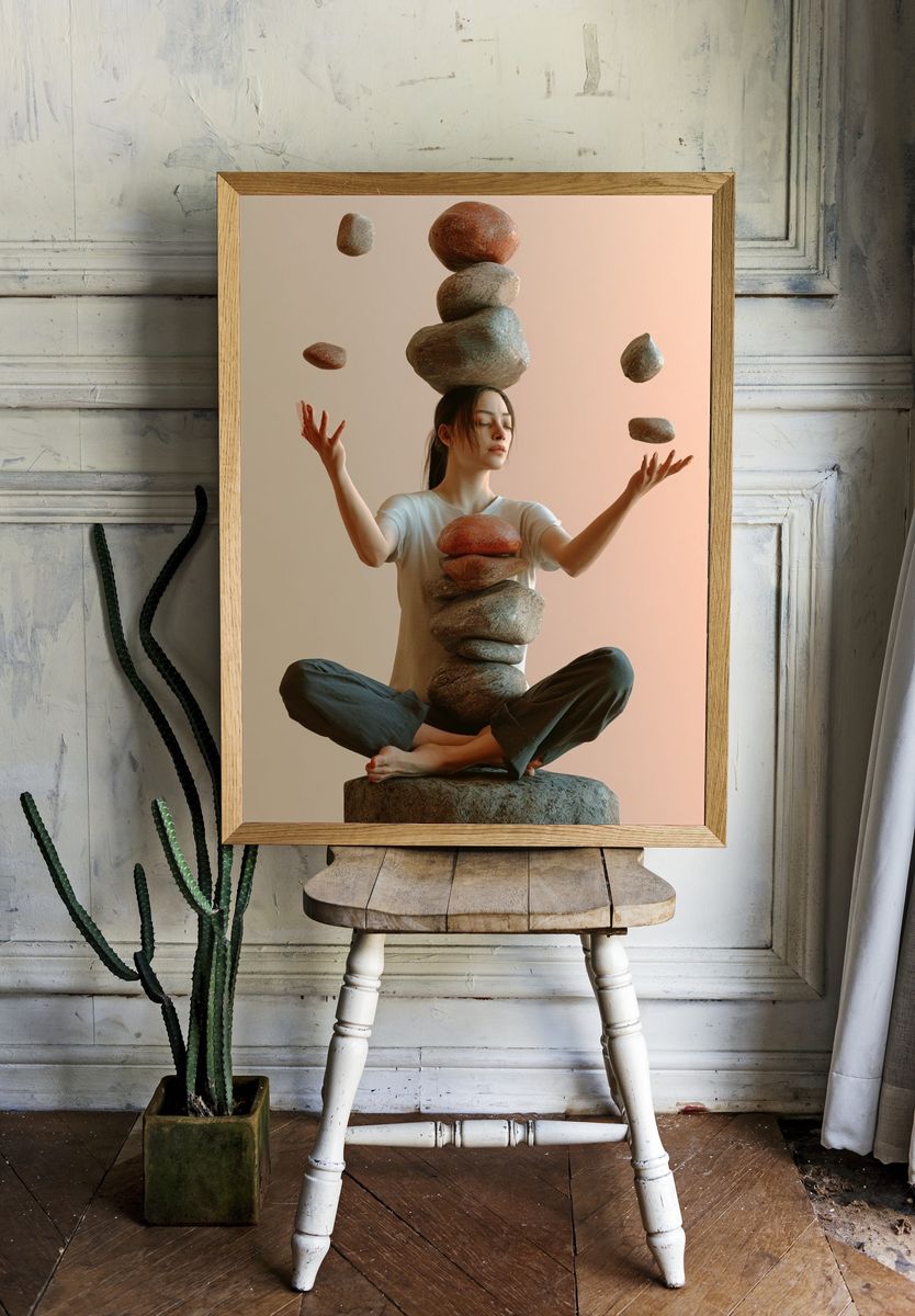 Floating Stones Meditation Print. — room view 1