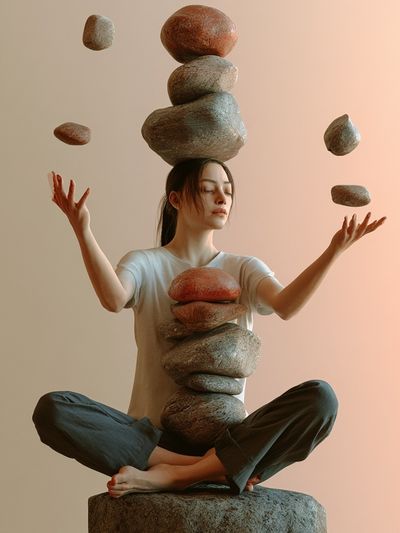 Floating Stones Meditation Print.