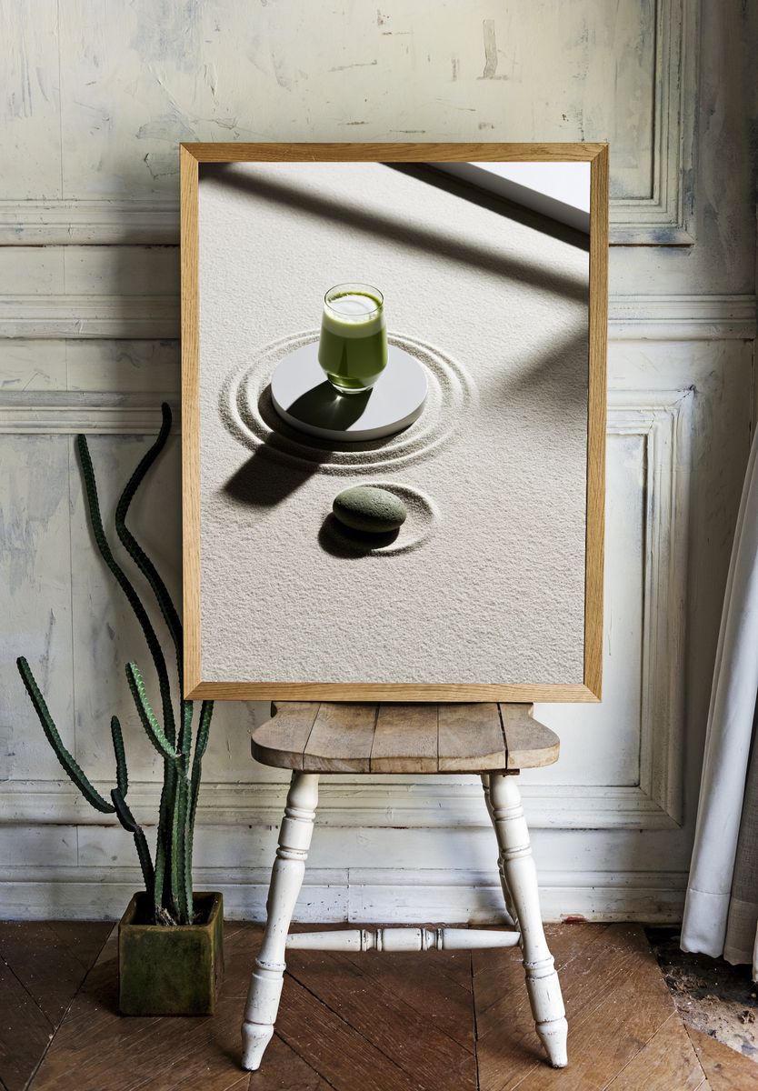 Zen Matcha Still Life Print. room preview
