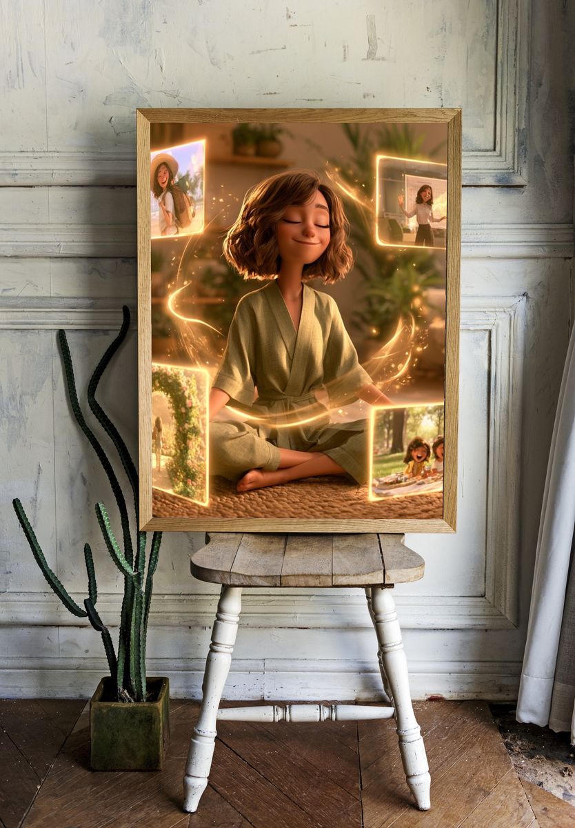 Meditation Girl Digital Art Poster. — room view 1