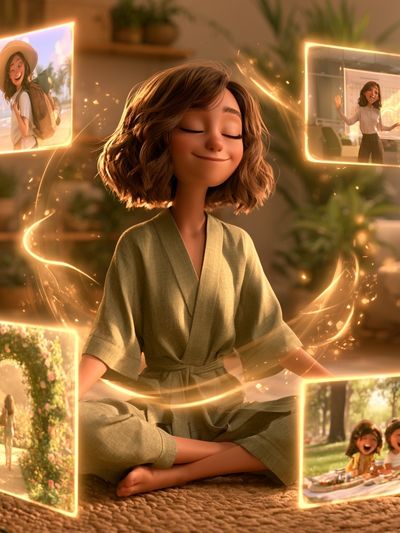 Meditation Girl Digital Art Poster.
