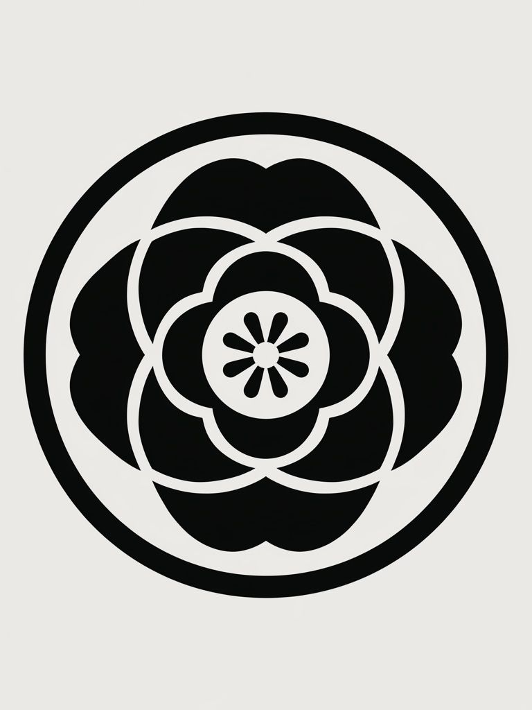 Monochrome Floral Emblem Poster. poster detail