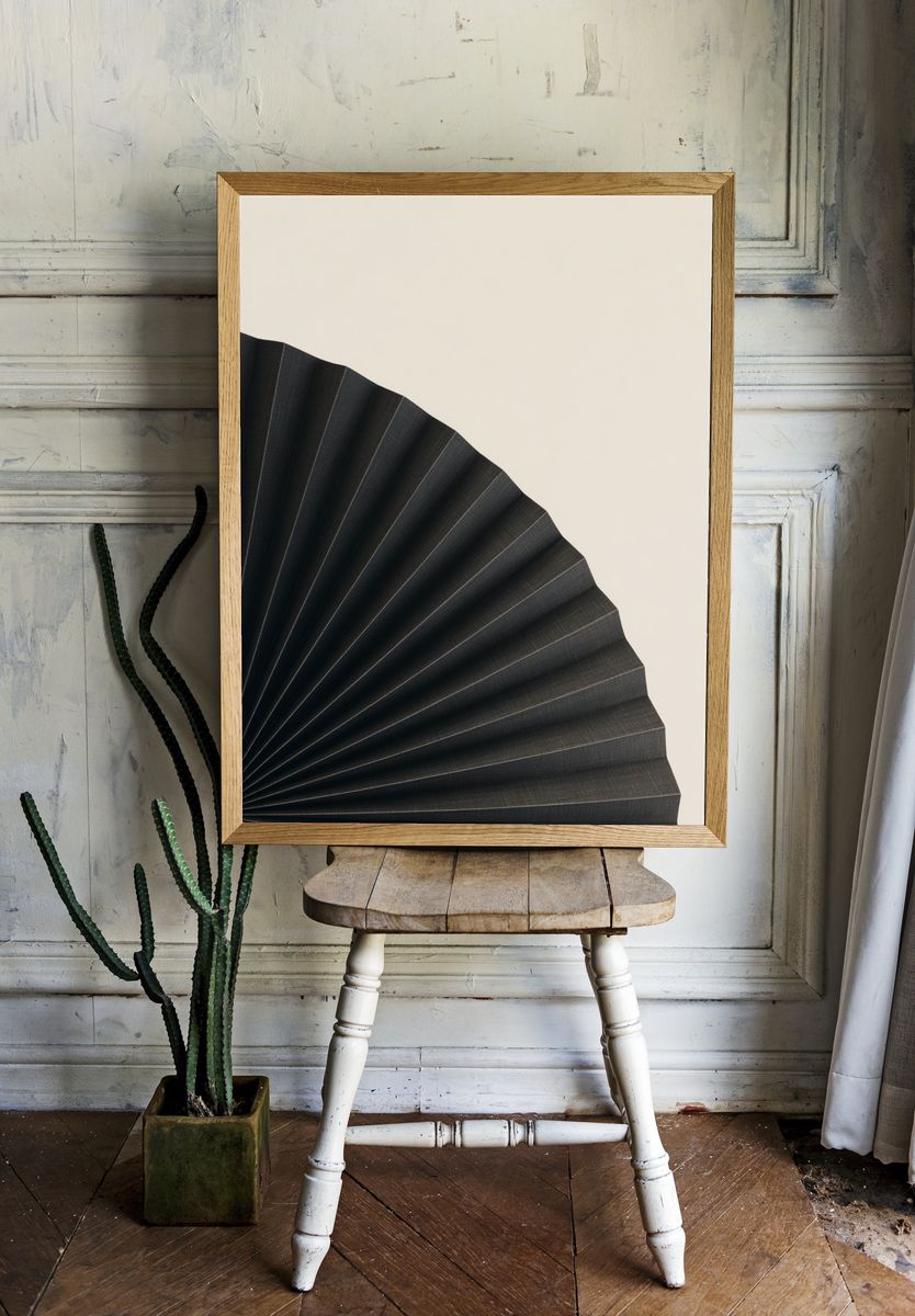 Minimal Black Fan Poster room preview