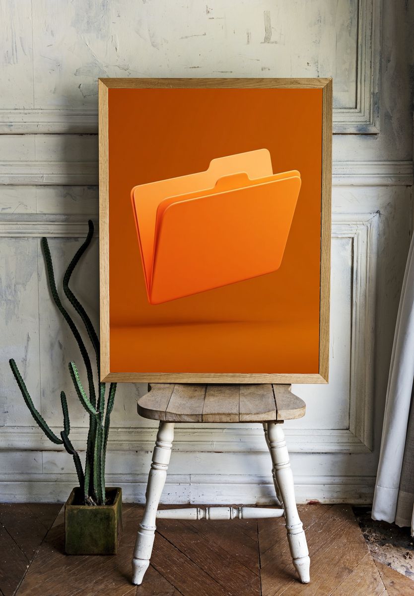 Orange Folder Minimalist Print. — room view 1