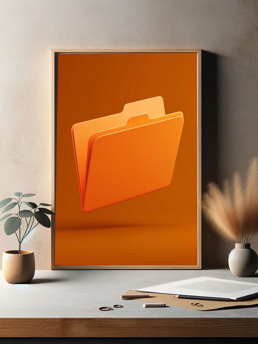 Orange Folder Minimalist Print. — room view 2