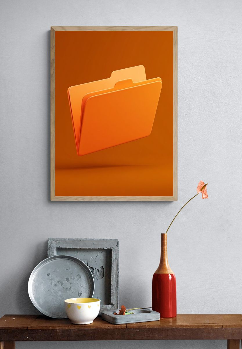 Orange Folder Minimalist Print. — room view 3
