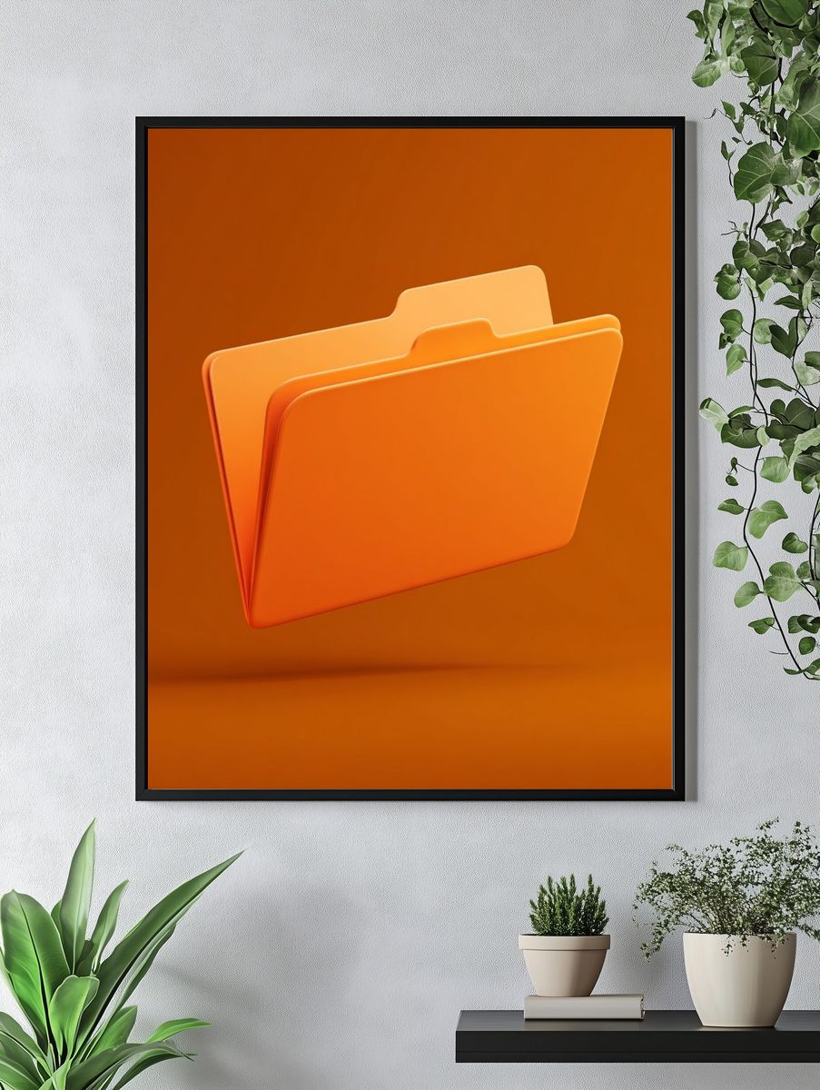 Orange Folder Minimalist Print. — room view 4
