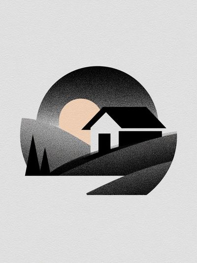 Minimal House Landscape Print.
