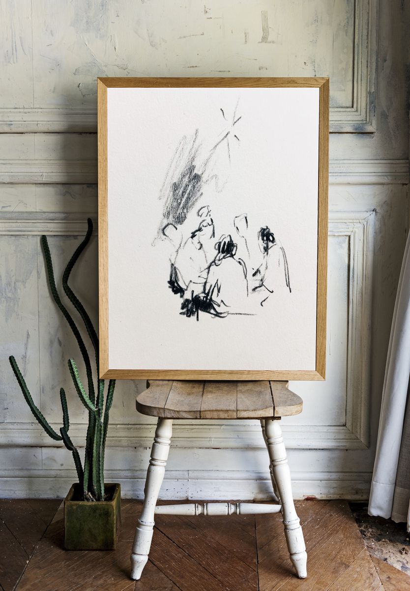 Minimal Figure Sketch Poster. room preview