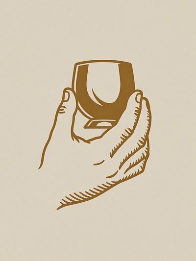 Hand Holding Glass Minimalist Print.