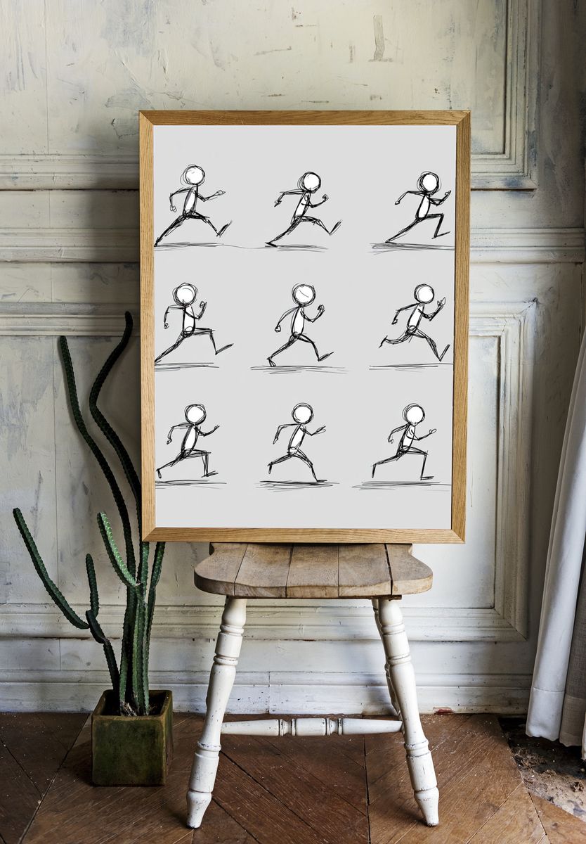 Running Figure Sketch Poster. room preview