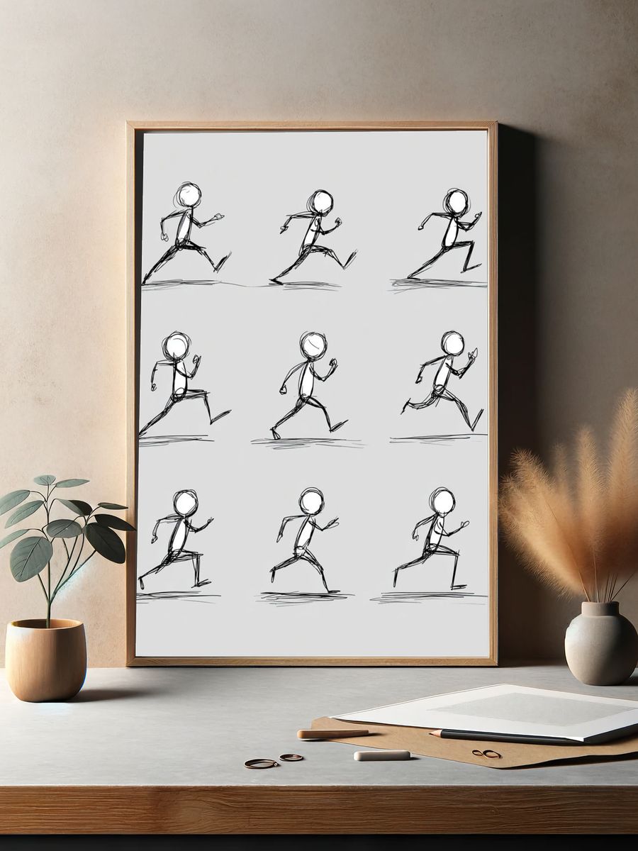 Running Figure Sketch Poster. — room view 2